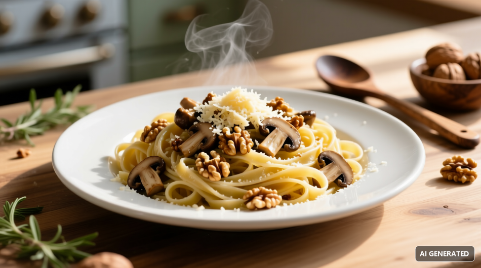 NaturNext • Noci, funghi e grana: ricetta per una pasta perfetta!